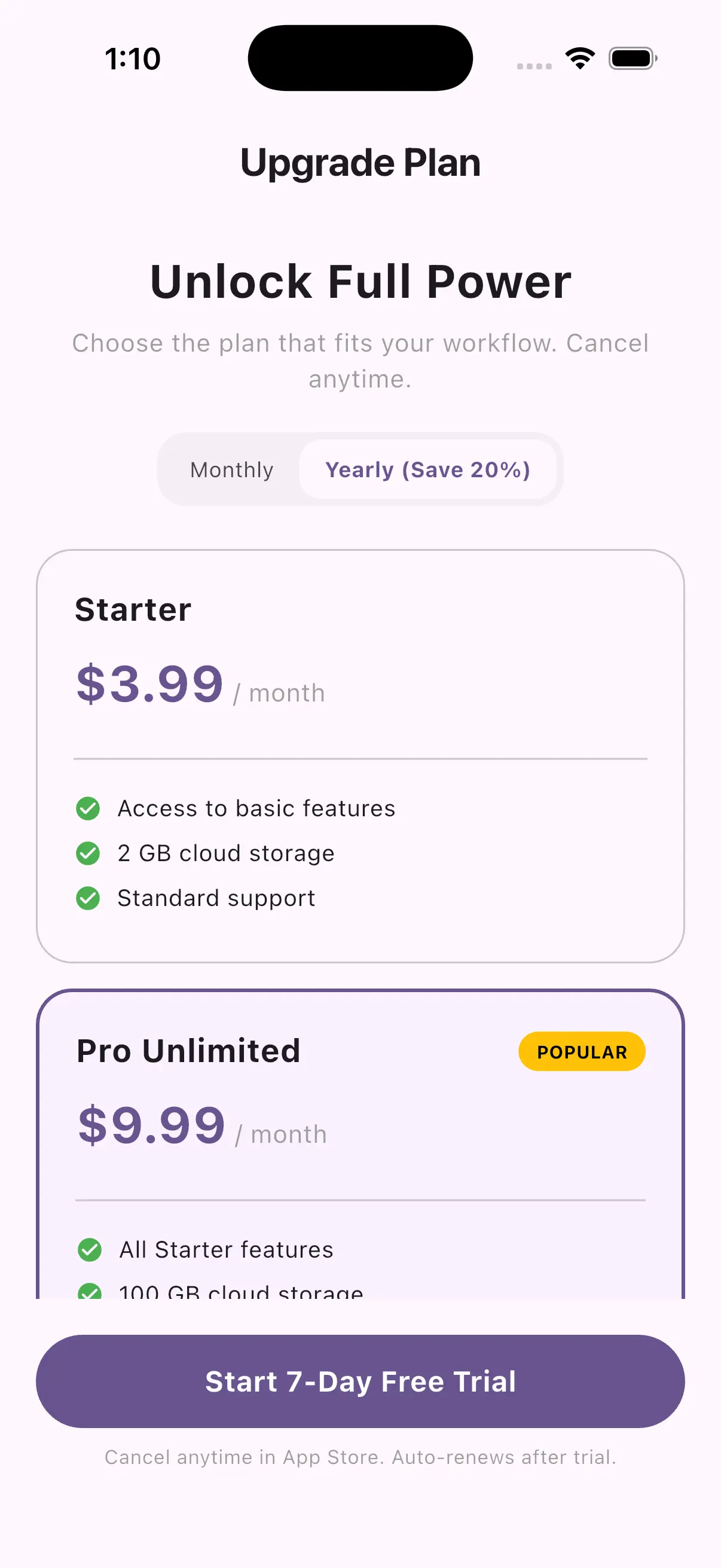 Subscription & Paywall Screen